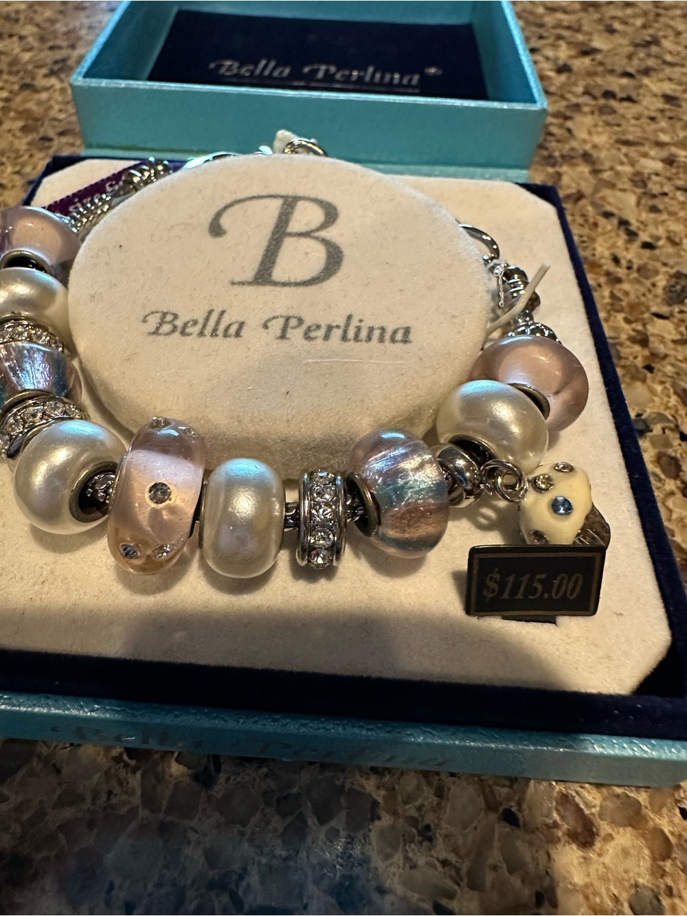 bella Perlina Pink, Pearl & Silver Charm Bracelet